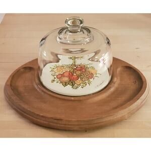 Vintage Goodwood Corning Spice Of Life Cheese Board Tray With Glass Dome Japan
